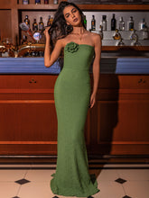 Load image into Gallery viewer, Cocktail Dress | Flower  Strapless Slit Dress
