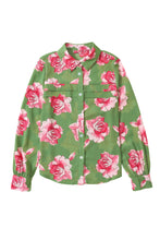 Load image into Gallery viewer, Womens Blouse | Green Floral Print Pleated Detail Puff Sleeve Shirt | Tops/Blouses &amp; Shirts
