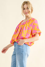 Load image into Gallery viewer, Satin Bubble Hem Top | Full Size Printed Summer Blouse
