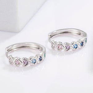 Heart Huggie Earrings | 925 Sterling Silver Inlaid Zircon