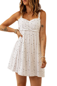 White Ruched Bust Starlet Print Mini Dress | Dresses/Mini Dresses