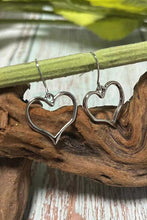 Load image into Gallery viewer, Silver Heart Earrings | Silvery Hook Drop Earrings
