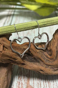 Silver Heart Earrings | Silvery Hook Drop Earrings