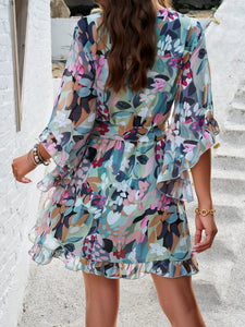 Mini Dress | Ruffled Printed Mini Dress