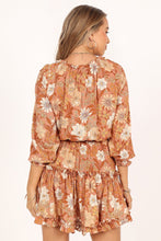 Load image into Gallery viewer, Camel Lace up Split Neck Tunic Floral Dress | Dresses/Floral Dresses
