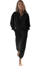 Load image into Gallery viewer, Black Half Zip up Pullover Active Top and Joggers Set
