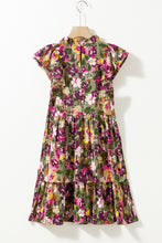 Load image into Gallery viewer, Mini Dress | Ruffled Printed Mock Neck Cap Sleeve Dress
