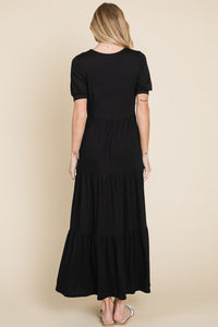 Simple Black Tiered Maxi Dress