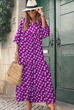 Load image into Gallery viewer, Maxi Dress | Purple Bohemian Puff Sleeve Dress
