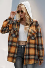 Load image into Gallery viewer, Drawstring Plaid Hooded Shacket
