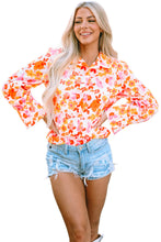 Load image into Gallery viewer, Orange Floral Bishop Sleeve Button Up Shirt | Tops/Blouses &amp; Shirts
