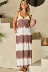 Maxi Dress | White Striped Tie Dye Dress