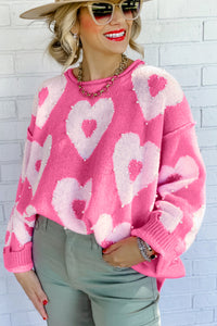 Bonbon Pearl Beaded Heart Drop Shoulder Sweater | Tops/Sweaters & Cardigans