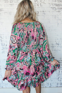 Boho Paisley Print Ruffle Hem Dress | Dresses/Mini Dresses