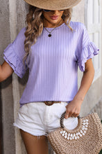 Load image into Gallery viewer, Ruffle Sleeve Top | Orchid Petal Ruffle Sleeve Textured Blouse
