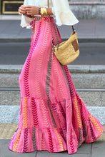 Load image into Gallery viewer, Pink Boho Printed Tasseled Drawstring Ruffled Maxi Skirt | Bottoms/Skirts &amp; Petticoat
