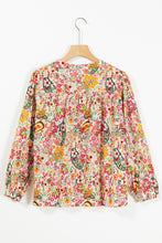 Load image into Gallery viewer, Puff Sleeve Shirt | Multicolor Floral Print Lace Splicing Button up
