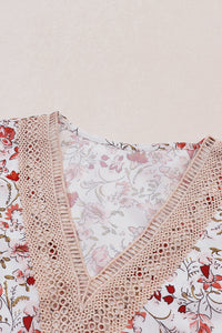 V-Neck Blouse | White Floral Long Sleeve Lace