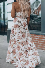 Load image into Gallery viewer, White Floral Slit Ruffled Halterneck Maxi Dress
