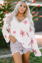 Load image into Gallery viewer, White Floral Print Lightweight Knit Hooded Sweater | Tops/Sweaters &amp; Cardigans
