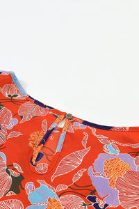 Puff Sleeve Blouse | Fiery Red Floral Print Ruffle