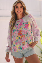 Load image into Gallery viewer, Purple Floral Patchwork Lace Trim Blouse | Tops/Blouses &amp; Shirts
