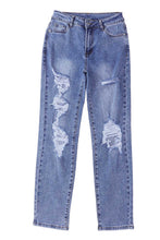 Load image into Gallery viewer, Sky Blue Heavy Destroyed Big Hole Boyfriend Jeans | Bottoms/Jeans
