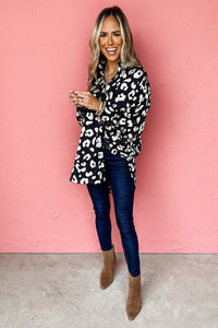 Black Leopard Print Tunic Shirt | Tops/Blouses & Shirts