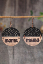 Load image into Gallery viewer, Leather Wooden Earrings | Black Vintage MAMA Pendant Earrings
