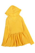 Load image into Gallery viewer, Yellow V Neck Drop Shoulder Hooded Flowy Top with Frill | Tops/Sweatshirts &amp; Hoodies
