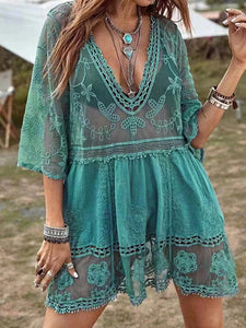 Womens Cover Up Dress | Lace Detail Plunge Cover-Up Dress | Dresses/Mini Dresses