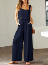 Load image into Gallery viewer, Womens Pants Set-Square Neck Top and Wide Leg Pants Set | pants set
