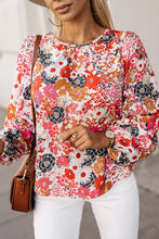 Load image into Gallery viewer, Fiery Red Floral Crewneck Long Sleeve Blouse | Tops/Blouses &amp; Shirts
