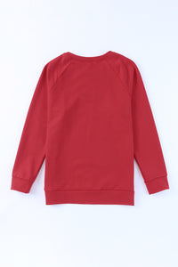 Fiery Red Solid Round Neck Raglan Sleeve Sweatshirt | Tops/Sweatshirts & Hoodies