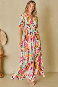 Pink Boho Tie-dye Print V Neck Maxi Dress | Dresses/Maxi Dresses