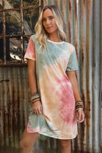 Load image into Gallery viewer, Multicolor Tie Dye Oversized Slit Tee Dress | Dresses/T Shirt Dresses
