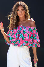 Load image into Gallery viewer, Rose Floral Off-Shoulder Tiered Ruffle Blouse | Tops/Blouses &amp; Shirts
