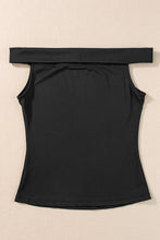 Load image into Gallery viewer, Black Folded Off Shoulder Slim Top | Tops/Tops &amp; Tees
