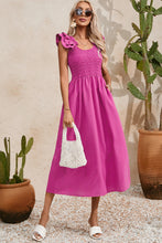 Load image into Gallery viewer, Maxi Dress | Rose Solid Color Ruffled Straps Dress
