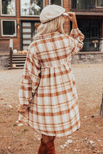 Load image into Gallery viewer, Brown Plaid Print Babydoll Mini Dress | Dresses/Mini Dresses
