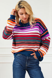 Stripe Boho Fashion Drop Shoulder Baggy Sweater | Tops/Sweaters & Cardigans