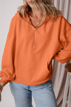 Load image into Gallery viewer, Orange Fleece Lined Half Zipper Hoodie
