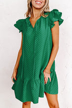 Load image into Gallery viewer, Ruffle Sleeve Dress | Green Flutter Sleeve Shift Dress
