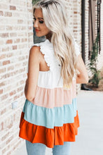 Load image into Gallery viewer, Tank Top | White Frill Straps Color Block Tiered Blouse
