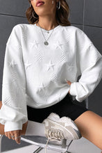 Load image into Gallery viewer, White Star Sweatshirt |  Embossed Drop Shoulder Sweatshirt
