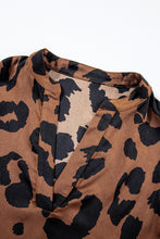 Load image into Gallery viewer, Ruffled Sleeve Blouse | Brown Leopard Split Neck Top
