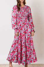 Load image into Gallery viewer, Printed Round Neck Lantern Sleeve Maxi Dress
