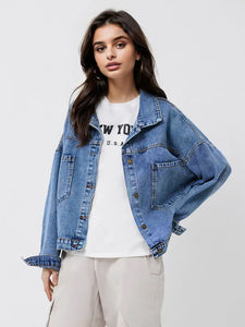 Pocketed Button Up Denim Top