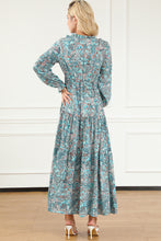 Load image into Gallery viewer, Sky Blue Bohemian Paisley Print Long Sleeve Tiered Maxi Dress | Dresses/Maxi Dresses
