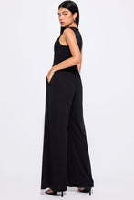 Load image into Gallery viewer, Black Cinched Waist Sleeveless Wide Leg Jumpsuit | Bottoms/Jumpsuits &amp; Rompers
